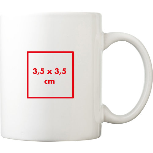 Weie Keramiktasse mit Henkel.