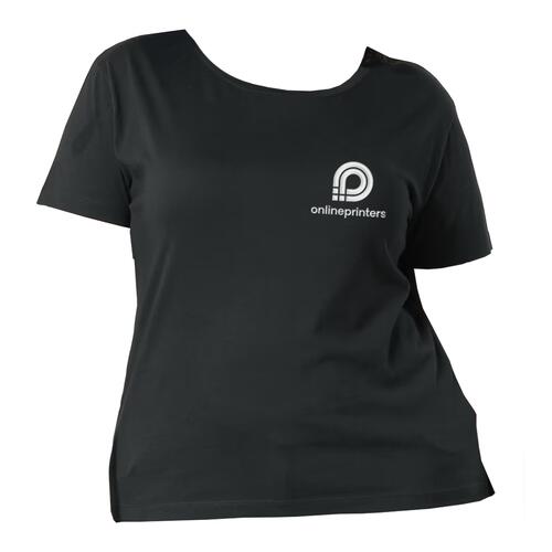 Schwarzes Damen T-Shirt aus Bio-Baumwolle mit kurzen �rmeln.
