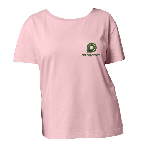 Rosa Baumwoll-T-Shirt f�r Damen mit kurzen �rmeln.