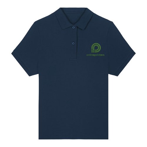 Marineblaues Damen-Poloshirt aus Bio-Baumwolle mit kurzen �rmeln.