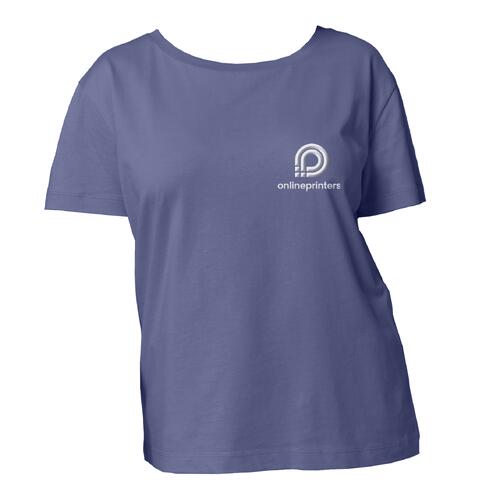 Blaues T-Shirt aus Bio-Baumwolle f�r Damen mit kurzen �rmeln.