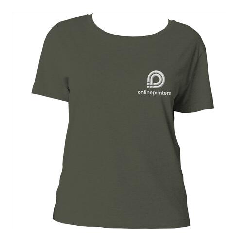 Khaki Baumwoll-T-Shirt f�r Damen mit kurzen �rmeln.