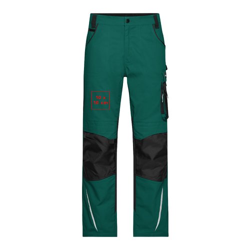 Grüne Arbeits-Hose aus strapazierfähigem Material mit praktischen Taschen.