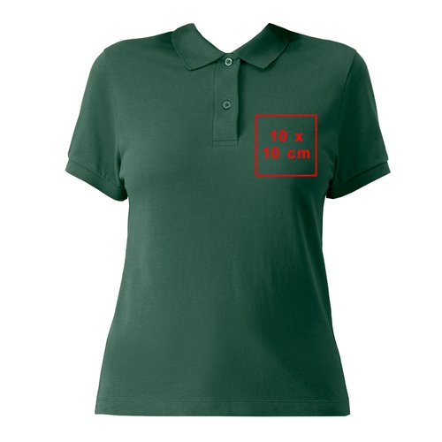 Gr�nes Damen Poloshirt aus Baumwolle mit kurzer Knopfleiste.