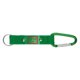 Grner Textil-Schlsselanhnger mit Karabiner und Metallring.