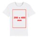 Weies T-Shirt aus Stoff mit kurzen rmeln und Rundhalsausschnitt.