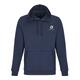 Marineblauer Baumwoll-Polyester-Hoodie mit Kapuze und K�ngurutasche.
