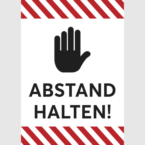 Abstand halten! Handsymbol (rot-wei�)