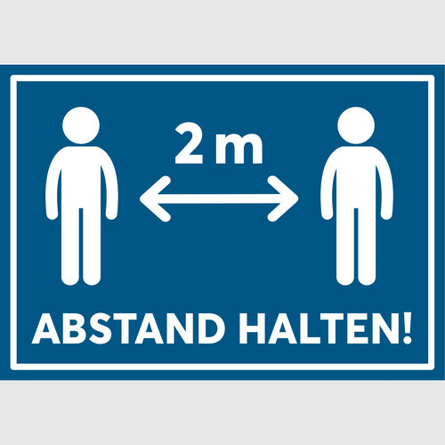 Abstand halten! Personen 2 m (blau)