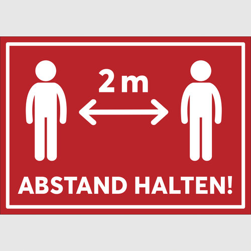 Abstand halten! Personen 2 m (rot)