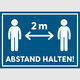 Abstand halten! Personen 2 m (blau)